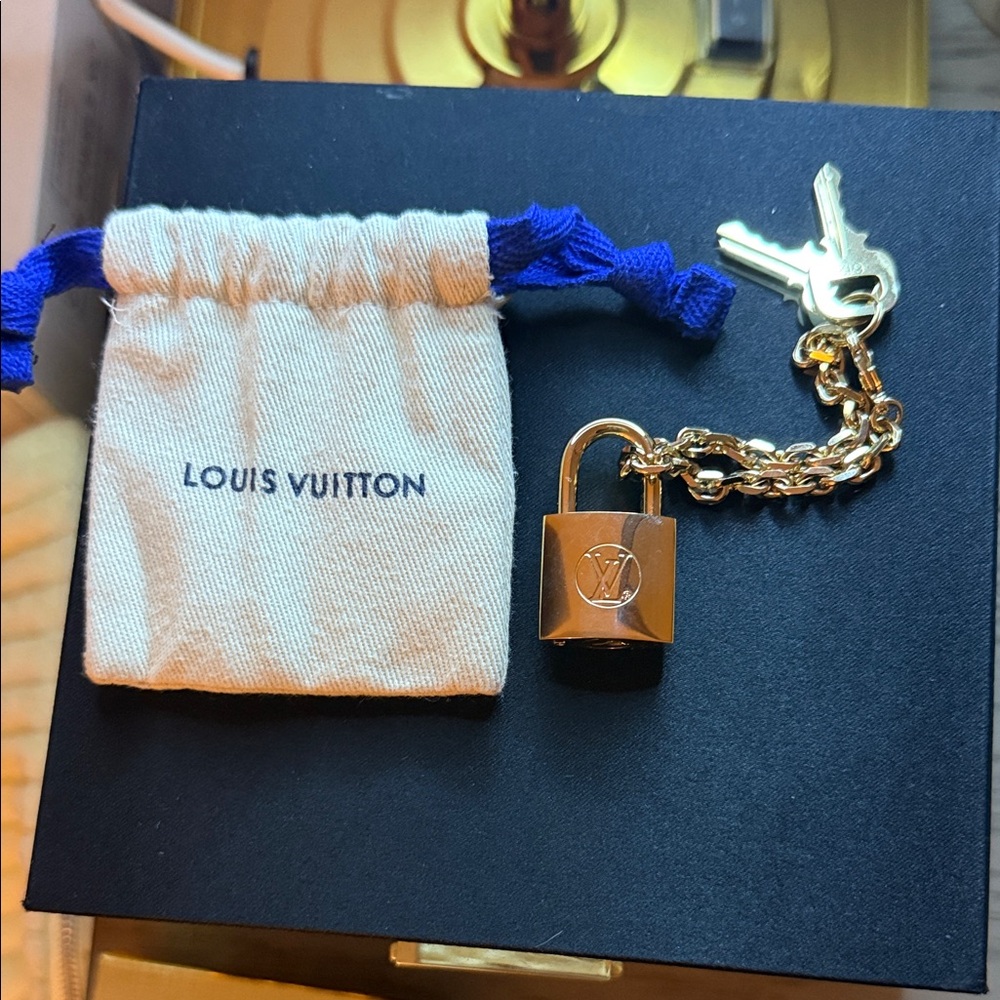 Louis Vuitton Gold Padlock with Chain and Keys